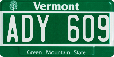 VT license plate ADY609
