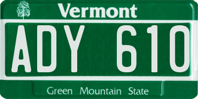VT license plate ADY610