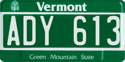 VT license plate ADY613