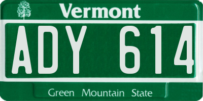 VT license plate ADY614