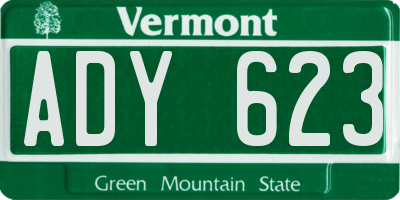 VT license plate ADY623