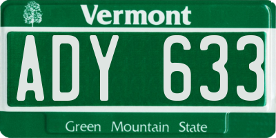 VT license plate ADY633