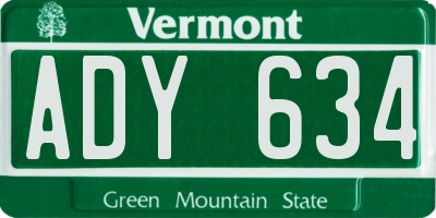 VT license plate ADY634