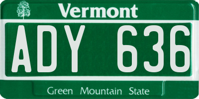 VT license plate ADY636