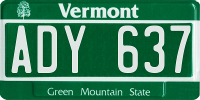 VT license plate ADY637
