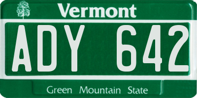 VT license plate ADY642