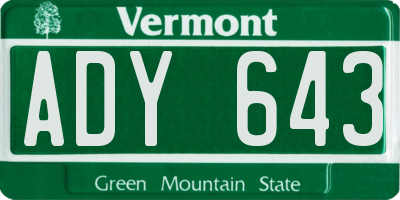 VT license plate ADY643