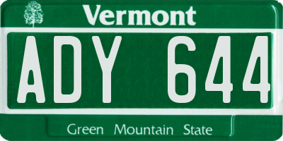 VT license plate ADY644