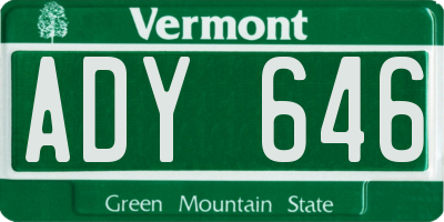 VT license plate ADY646