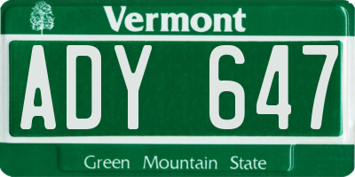VT license plate ADY647