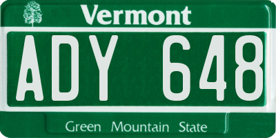 VT license plate ADY648