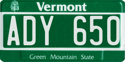 VT license plate ADY650