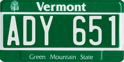 VT license plate ADY651