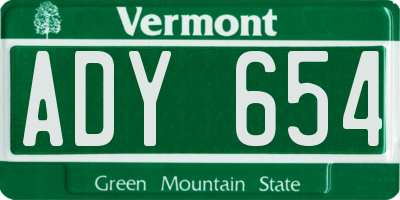 VT license plate ADY654