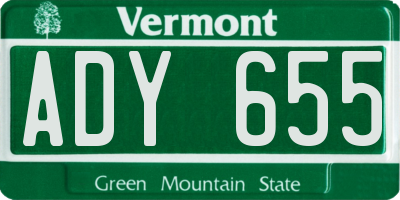 VT license plate ADY655