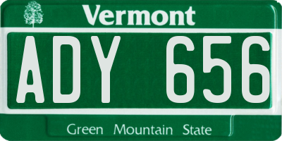 VT license plate ADY656