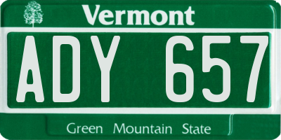 VT license plate ADY657
