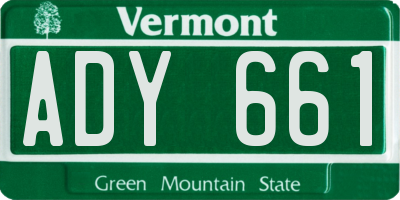 VT license plate ADY661