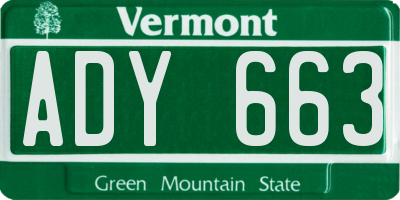 VT license plate ADY663