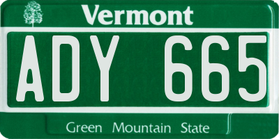 VT license plate ADY665