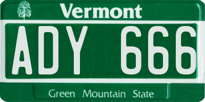 VT license plate ADY666
