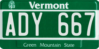 VT license plate ADY667