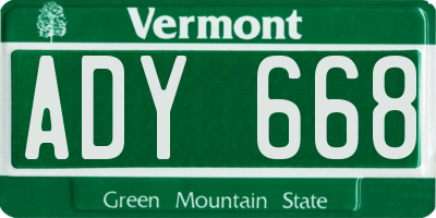 VT license plate ADY668