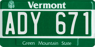 VT license plate ADY671