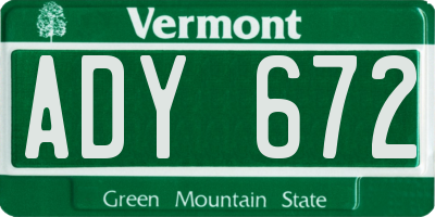 VT license plate ADY672