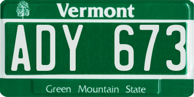 VT license plate ADY673