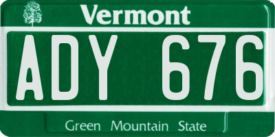 VT license plate ADY676