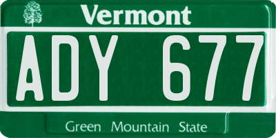 VT license plate ADY677