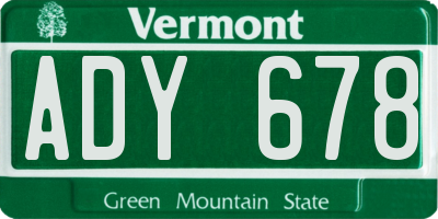 VT license plate ADY678
