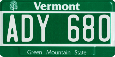 VT license plate ADY680