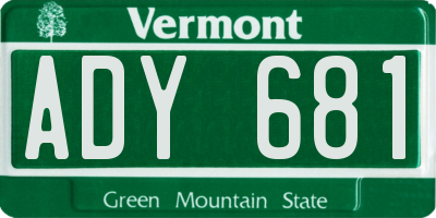 VT license plate ADY681