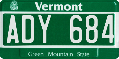 VT license plate ADY684
