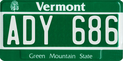 VT license plate ADY686