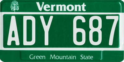 VT license plate ADY687