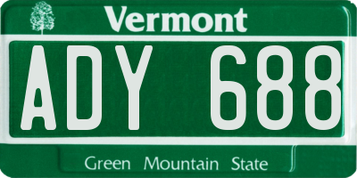VT license plate ADY688