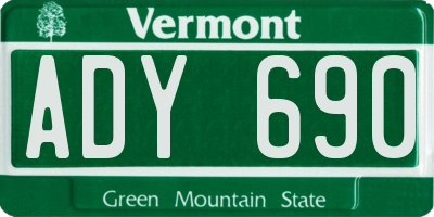 VT license plate ADY690