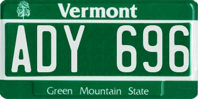 VT license plate ADY696