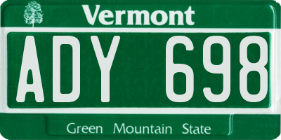 VT license plate ADY698