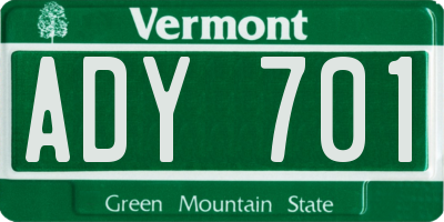 VT license plate ADY701