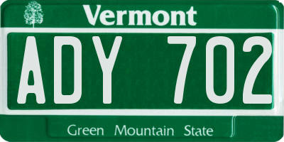 VT license plate ADY702