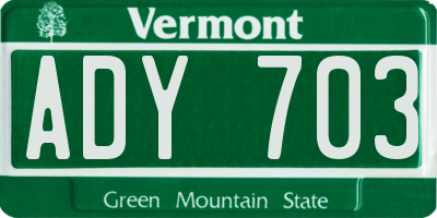 VT license plate ADY703
