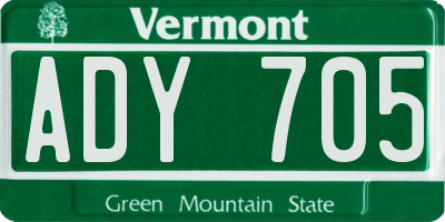VT license plate ADY705