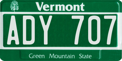 VT license plate ADY707