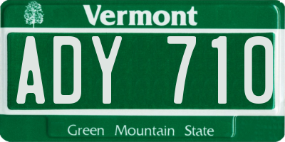 VT license plate ADY710