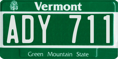VT license plate ADY711