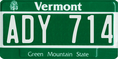 VT license plate ADY714